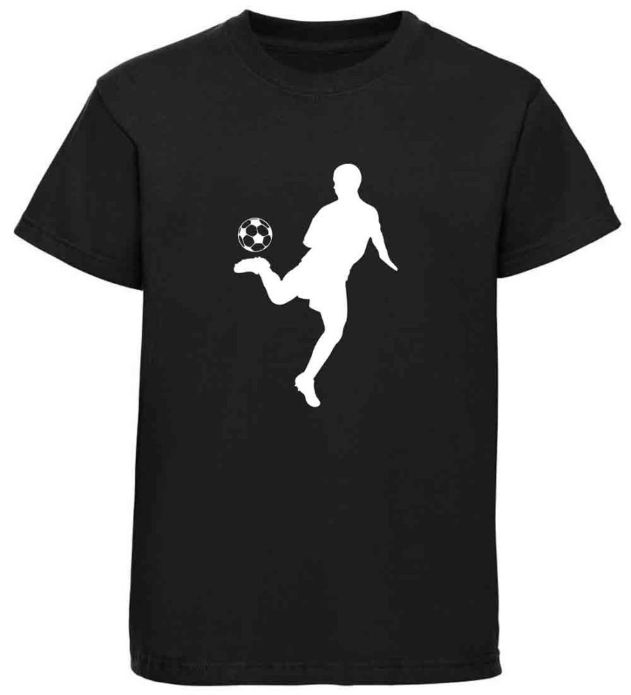Kids Soccer T-Shirt Player Silhouette with Rainbow Flip Trick